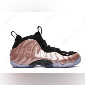 Rose Gold Foamposite Athletic Sneaker with Black Upper